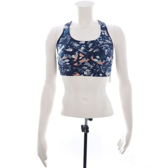 Sweaty Betty Power Medium Impact Pink Blue Floral Collage Print Sports Bra Small - Picture 1 of 10
